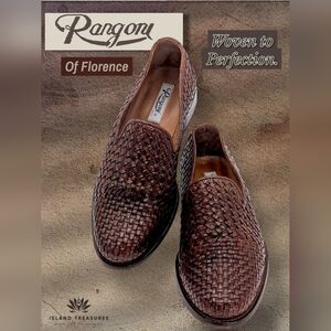 Rangoni Firenze Men Size US 7.5 | EU 40 Luxurious Brown Woven Leather Slip-Ons